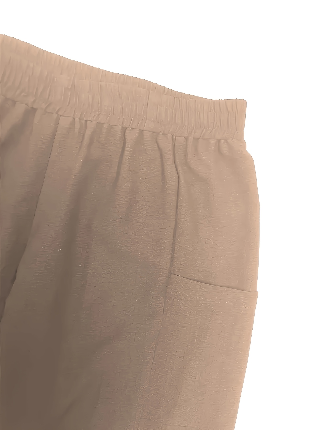 Plus Size - Women'S Plus Size Elegant Solid Color Wide-Leg Pants - Non-Stretch Fabric, All-Season Casual Trousers with Pockets, Brown, Comfortable Footwear, Stylish Accessory, Durable Fabric