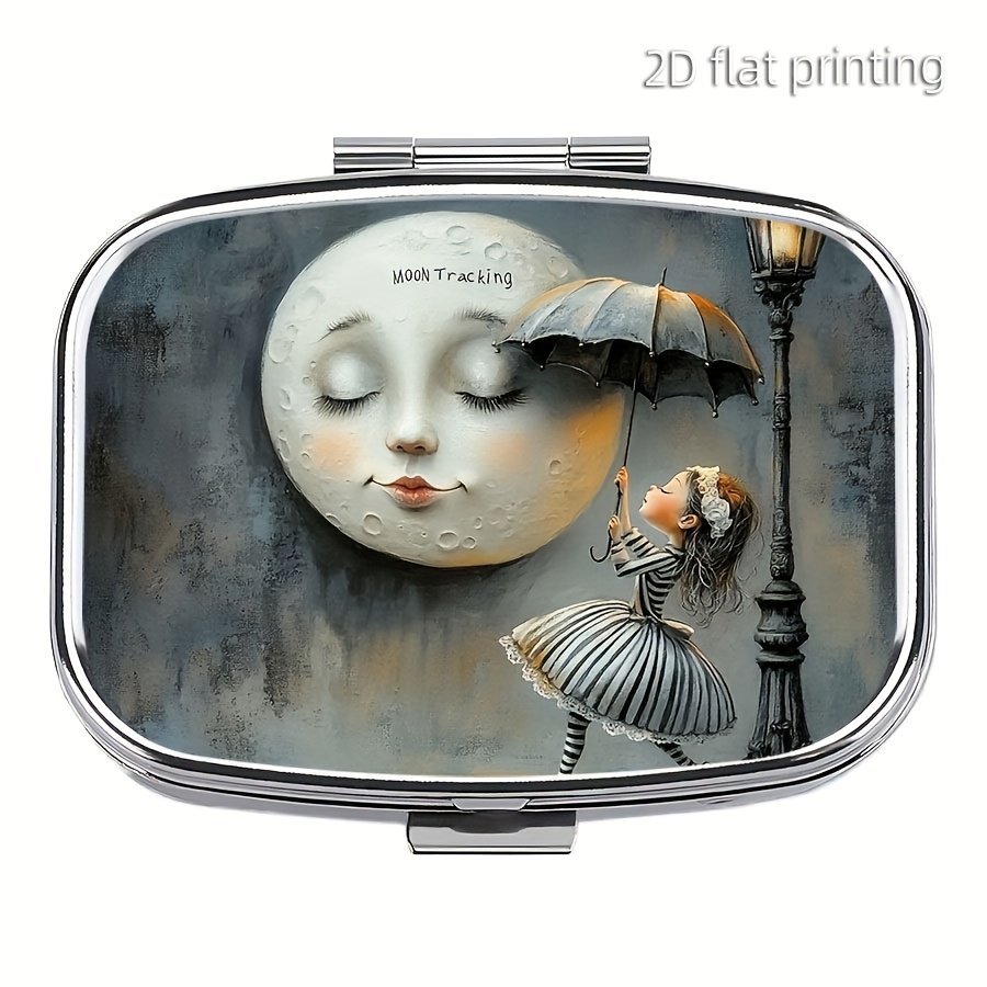 1pc Lovely Moon Pill Box, 2-compartment Pill Case - Compact & Decorative Pill Organizer For Purse, Travel & Gifts