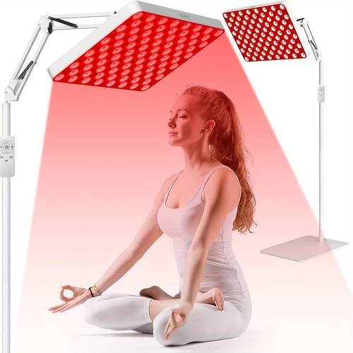 A Dual- Red Light Panel with s of 660 Nanometers and 850 Nanometers, with Adjustable Stand, Eye-protection Cover and Hook - Low-voltage (5V 4A) LED Lamp, Suitable for Beautifying the Skin.