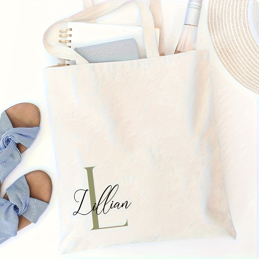 TEMU Personalized Initial Tote Bag Custom Letter Combination Shopping Bag Monogrammed Name Initial Purse Perfect Gift For Bridesmaids And Weddings