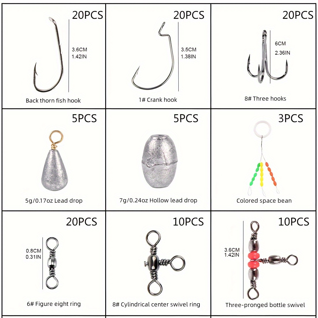 Fishing Accessories Kit Bobbers Snap Swivels Crank Hooks - Temu