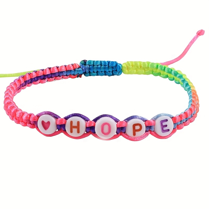 TEMU Custom Bracelet Fashion Cute Colorful Hand Rope Random Colorful Letter Bead Hand Rope Customizable Name Slogan Location Date Album Name Concert