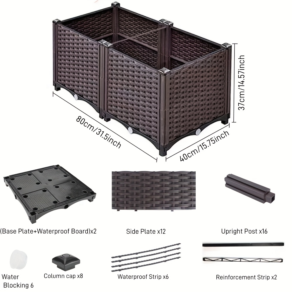 Rectangular Plastic Planter Box - Indoor/Outdoor Raised Garden Bed for *  Herbs, , Succulents - Durable Plant Pot in Brown, Durable Turtle Habitat Box