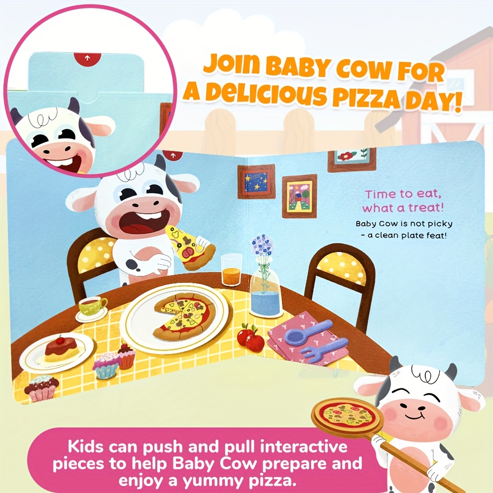 Baby Cow's Pizza Party Push-Pull Book for Good Behaviour