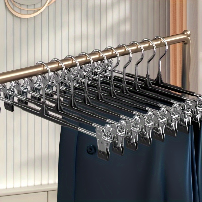 5 pack stainless steel pants hangers heavy duty non slip space saving suitable for pants skirts socks and jackets details 7