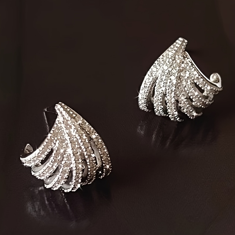 Image of 1 Pair Women's Fashion Stud Earrings Pave Sparkling Synthetic Zirconia Claws Earrings Women's Individual Jewelry
