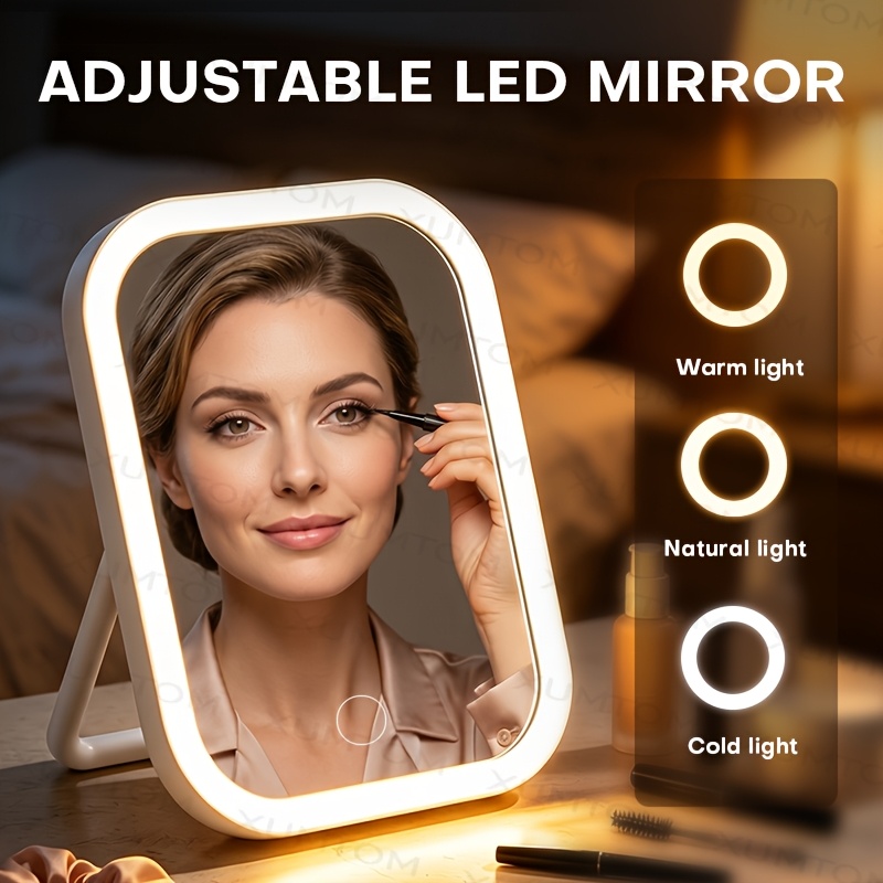 LED Makeup Mirror with 3-Color Smart Adjustable Brightness
