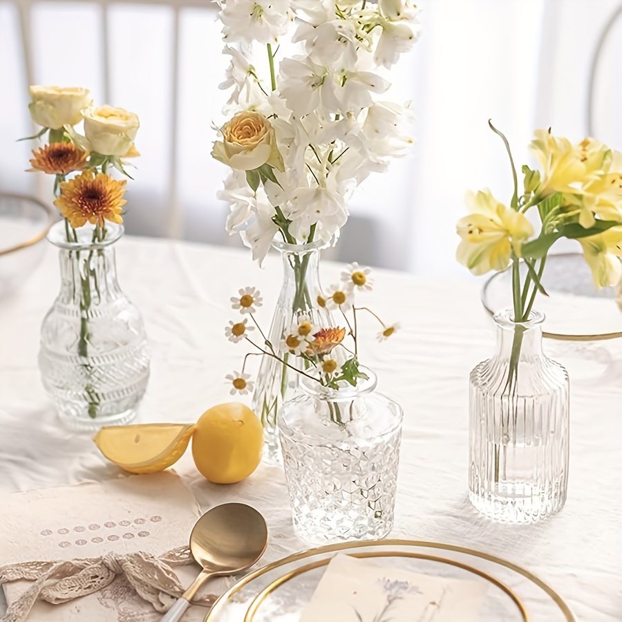 10 20pcs transparent simple relief   vase set suitable for wedding home dining table party decoration glass vase 4