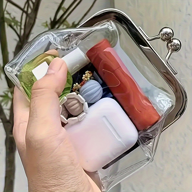 

1pc Vintage Simple Transparent Travel Storage Bag, Portable Mini Pouch For Lipstick & Makeup, Mini Wallet, Makeup Bag, Toiletry Bag, Cosmetic Bag, Waterproof Storage Bag