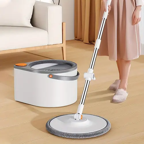 1set self washing and drying spin mop set flat mop with bucket for effortless cleaning plastic mop for living room car wall floor no power needed