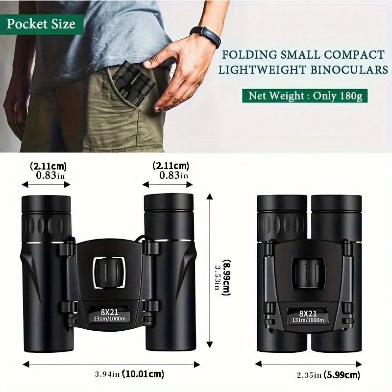 Compact Binoculars with a Waist And Strap, High-Magnification Pocket Binoculars, Small Binoculars, Perfect for Adults for Birdwatching, Concerts, Theaters, Operas, Travel, And Sightseeing.