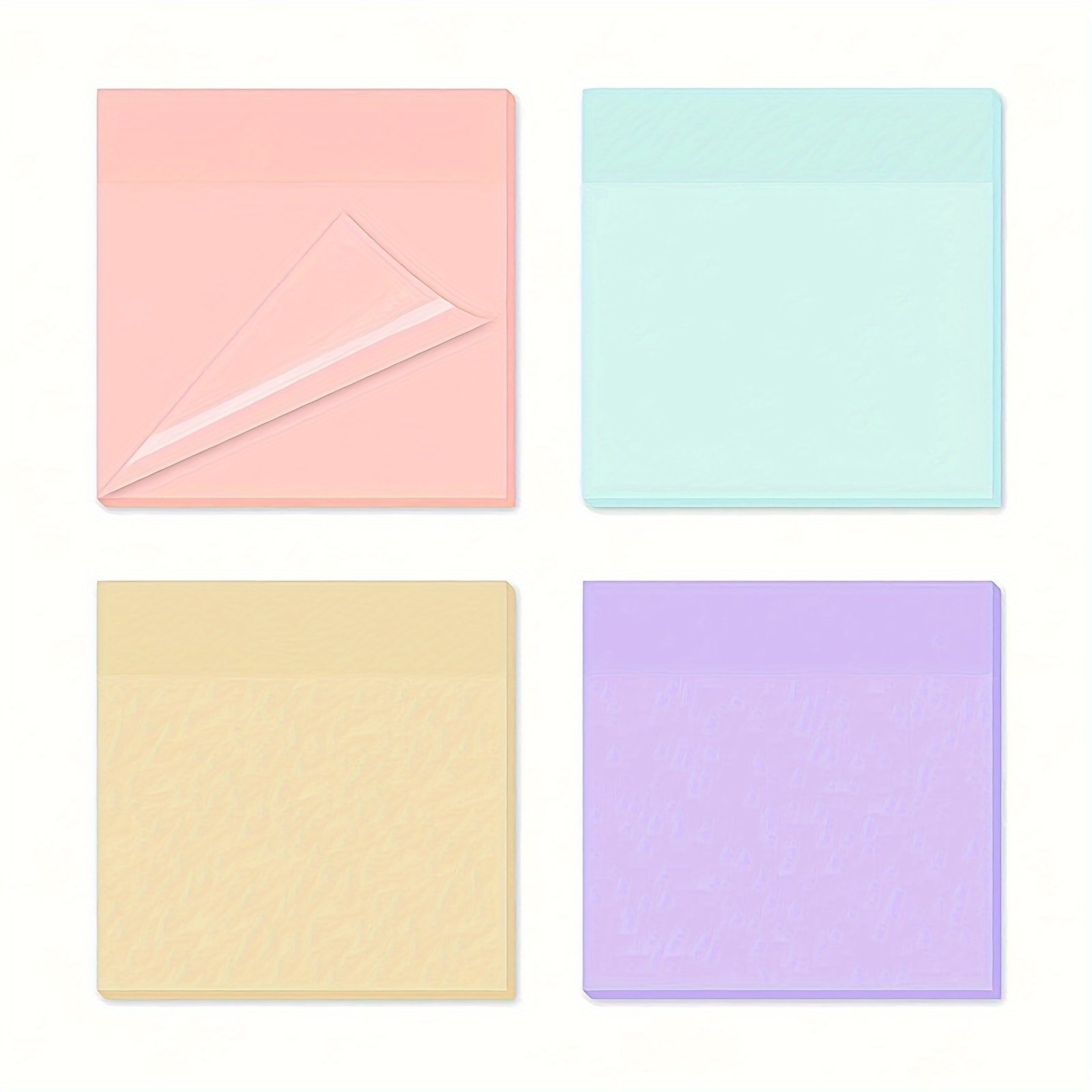 

4pcs Morandi Color Translucent Notes, 3x3 Inch Square, 200 Pages Total - Pastel Semi-transparent Memo Pads For School & Office Supplies