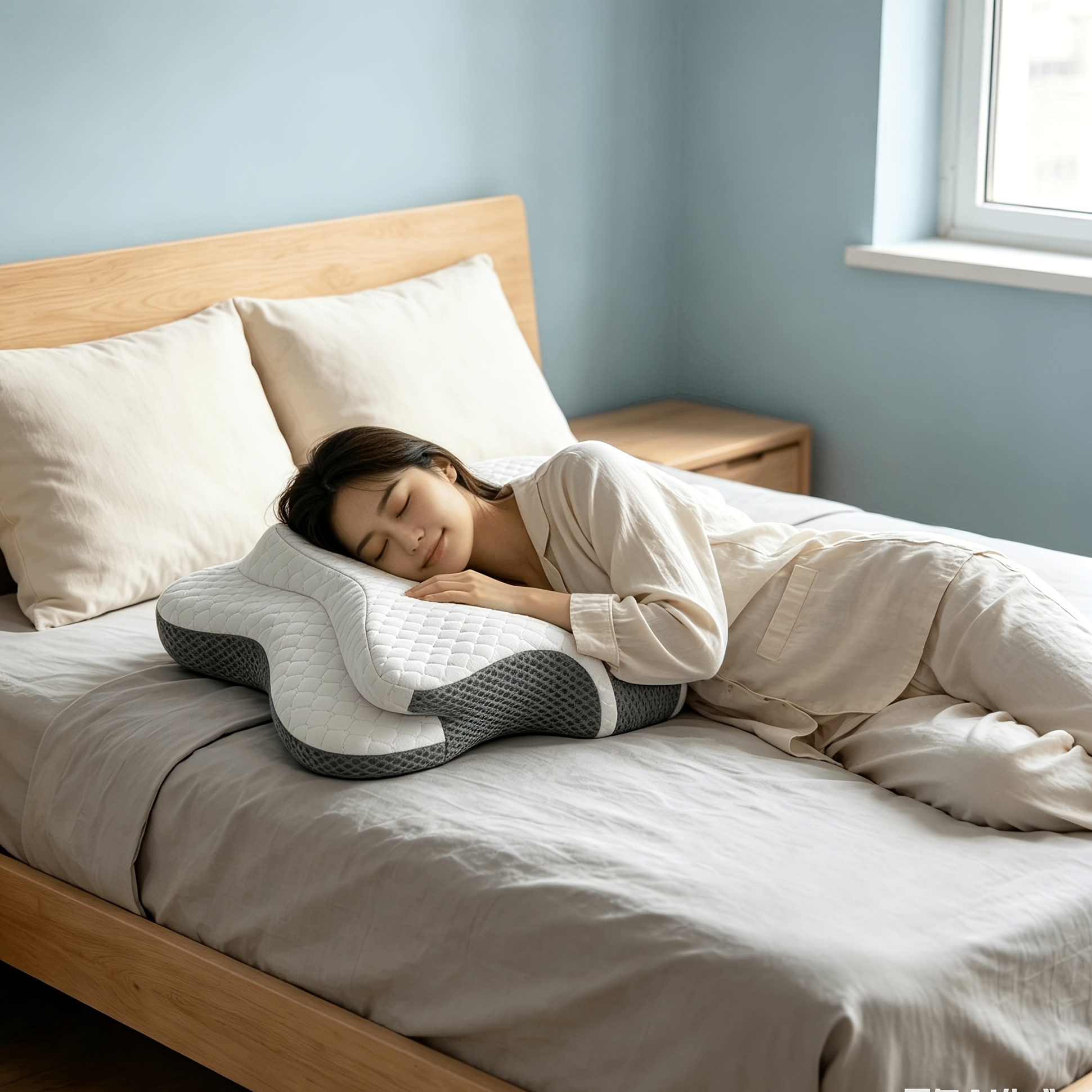 Image of New Memory Pillow Slow Rebound Memory Foam Pillow, Neck Pillow, Breathable And Soothing, Cervical Spine Shaped Neck Pillow