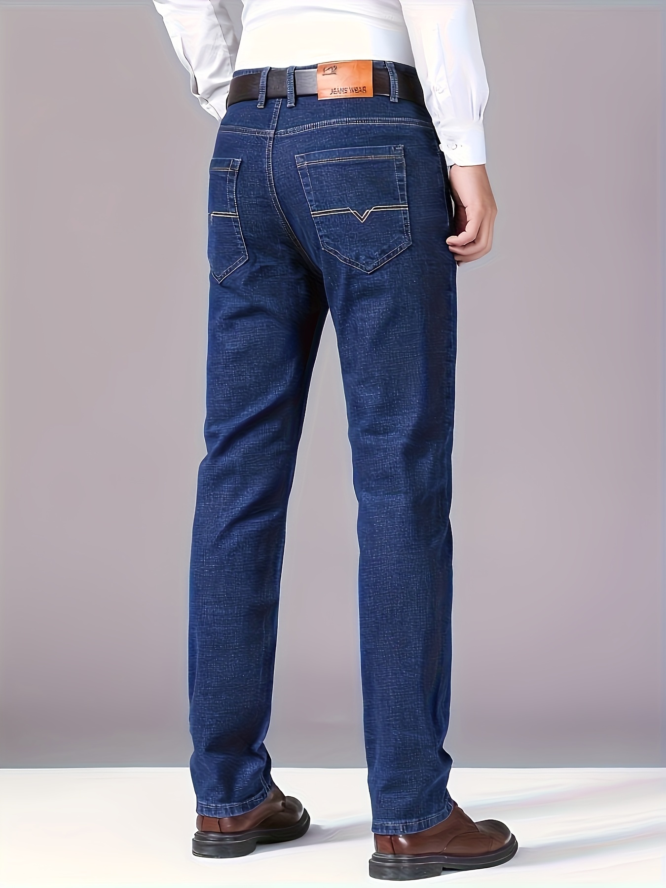 Popular Men's Business Denim Pants - -Lined for Warmth and Comfort / Regular Fit Suitable for All Seasons - Cotton Blend, Skin-Friendly, and Breathable - Mid-Waist with Stretch, Not Tight - Wash-Resistant and Fade-Proof - Available in Multiple Colors