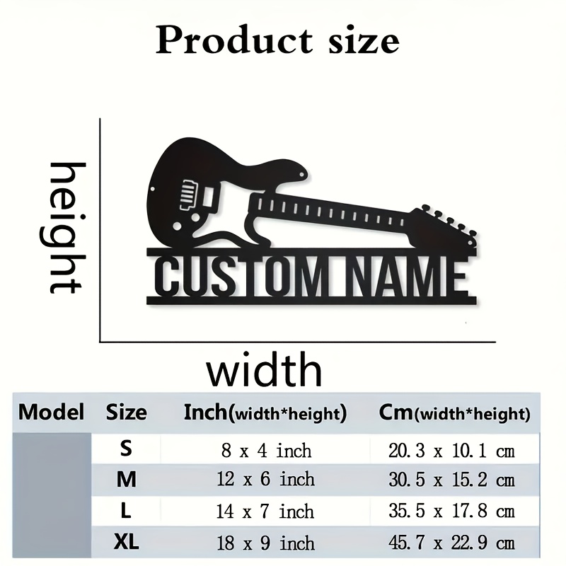 TEMU Panneaux muraux en fer personnalisables pour guitares, décoration murale personnalisée, décorations murales durables, parfaits pour les