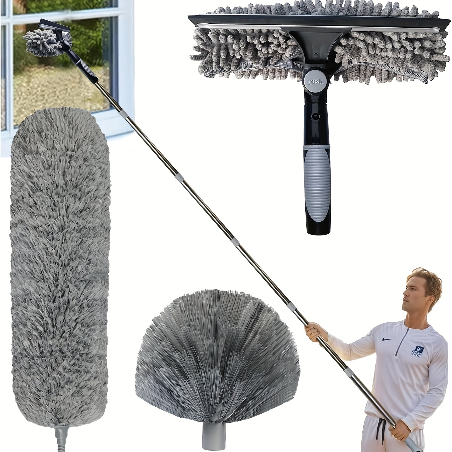 

20ft Extendable Cleaning Kit And - For Ceilings, Blinds, & Car Interiors - No Needed, For , , Use