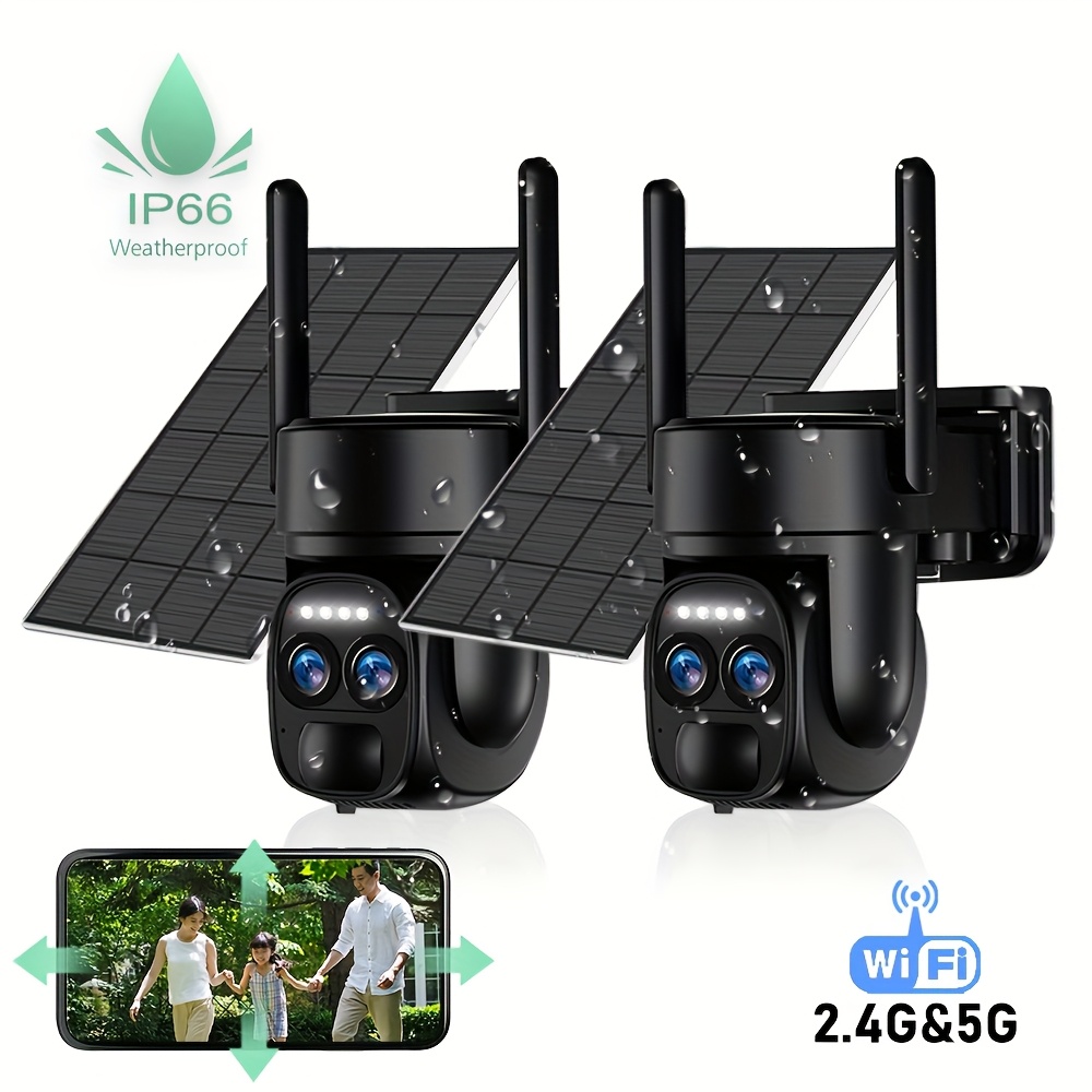 TEMU 6mp Solar Powered Security Camera | Wireless Outdoor, 5g & 2.4ghz Wifi Pan Tilt Camera, 360° Panoramic Home Security System With Color Night