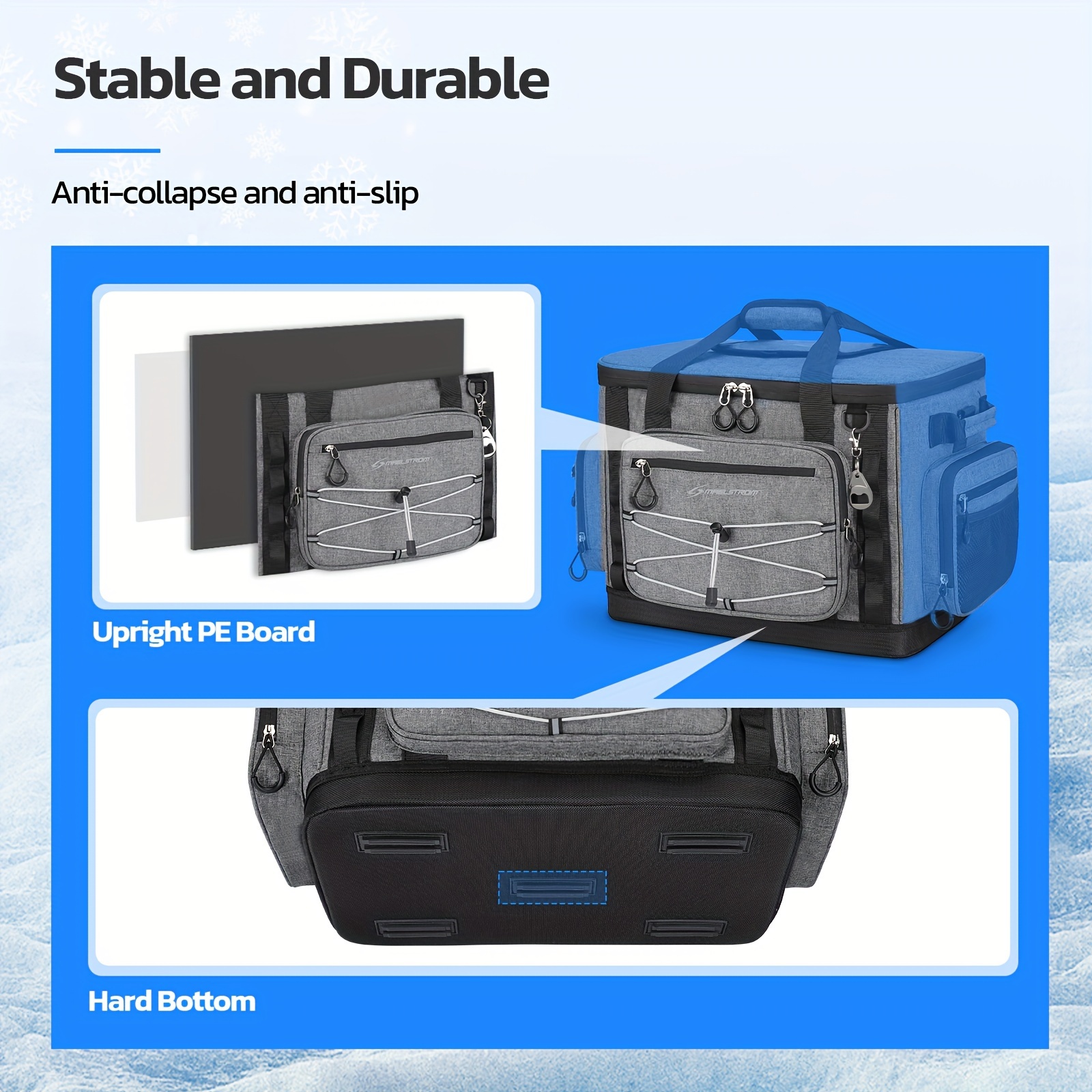 Maelstrom 58 Can Insulated Cooler Bag with Hard-Bottom, Wheels & Multiple Compartments - Durable Gray PVC Construction, Ergonomic Handles & Shoulder Straps for Camping, Tailgating, Outdoor Adventures