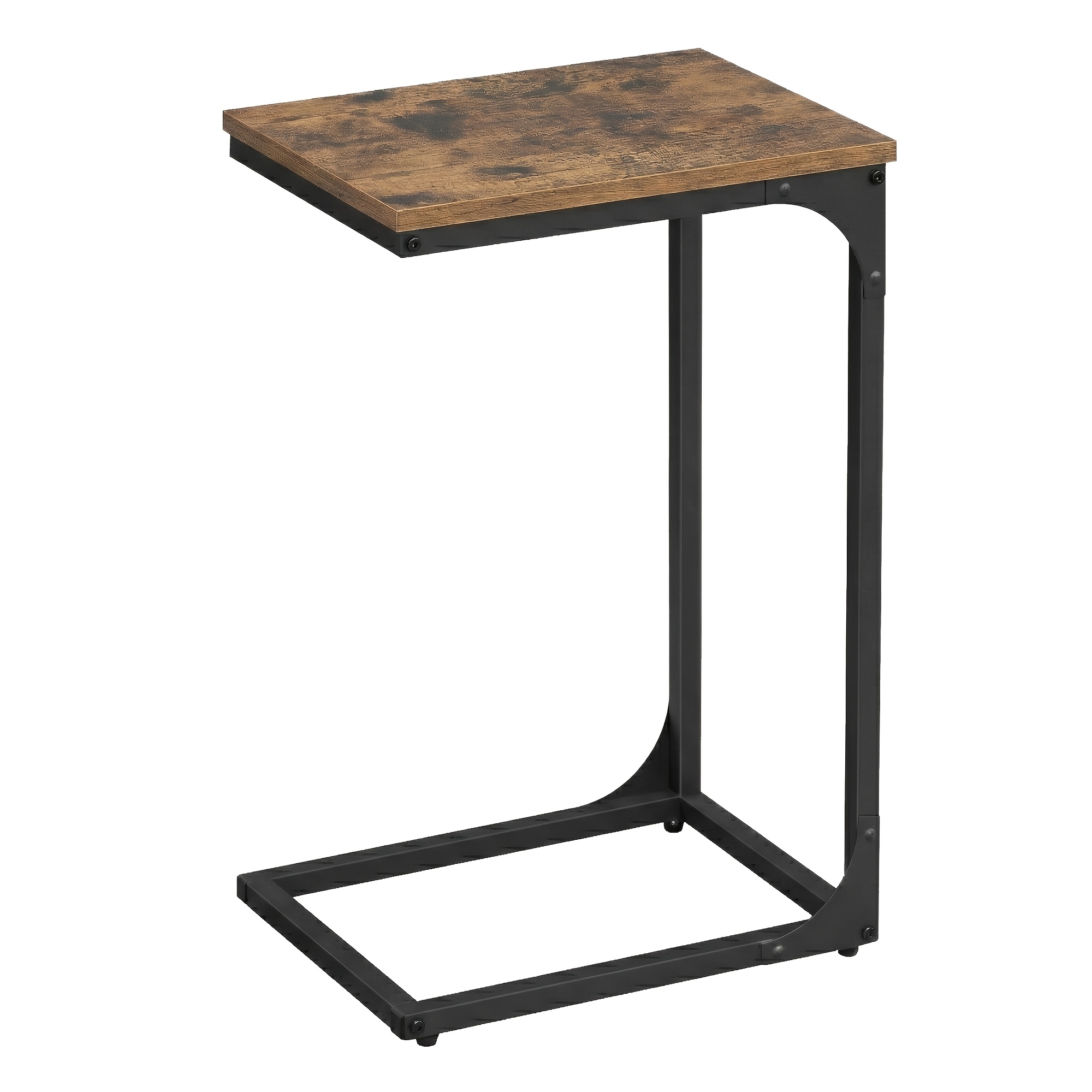 Image of Shaped Side Table, Bedside Table, Sofa Side Table, Coffee Table, With Metal Frame, Industrial, For Living Room, Bedroom, And Black, 40 X 30 X 62 Cm