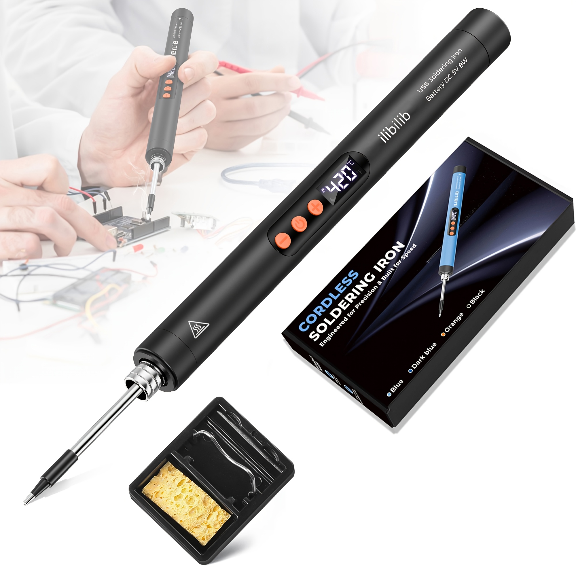 Ilibilib Usb Soldering Kit, Portable Soldering Pen, Lcd Display, 15-second Rapid Heating, -off, Suitable For Electronics Repair And Diy Projects, Usb Powered, Battery Included
