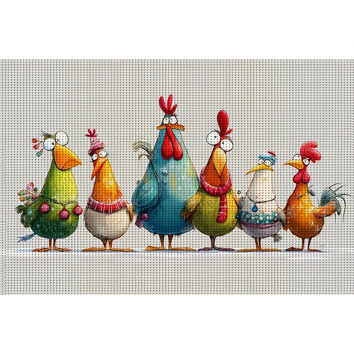 TEMU 1pc 30x40cm/11.8x15.7in/40x50cm/15.7x19.6-inch 11ct/14ct Printed Fabric Cross- Diy Kit Featuring A Chick Wearing A Scarf. This Kit Is A Relaxing
