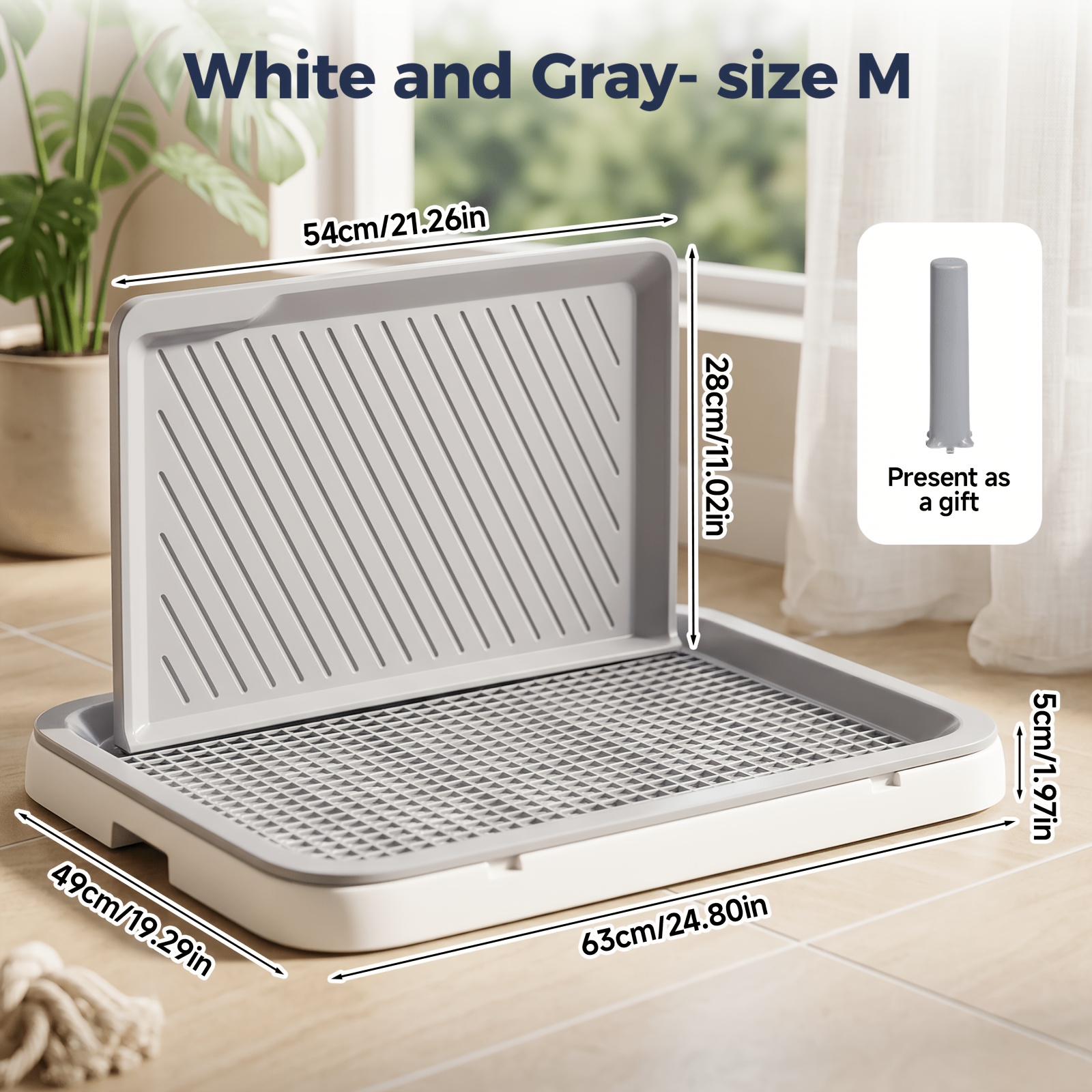 TEMU [puppy Splash Guard] Dog Potty Tray With Removable Grating, Leak-proof Indoor Dog Toiletfor Training, High-sided & Non-slip Base, Easy To Clean,