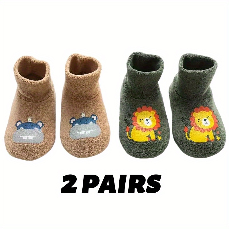 E-shop 2 Paar Säuglings- und Kleinkind-Mittelsocken, Herbst- und Winter-Cartoon-Warm-Socken, Kleinkindsokken, Kinder-Fleece-gefütterte, dickleibige