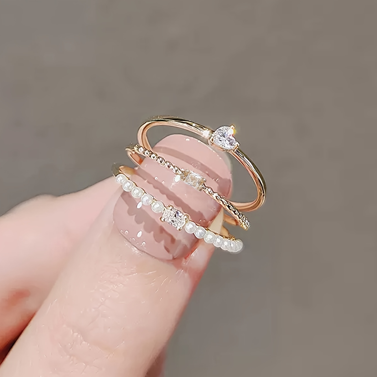 TEMU 【ックジルコニアとイミテーションパールが特徴のなリング】デー、結婚式、普段使いに最適
