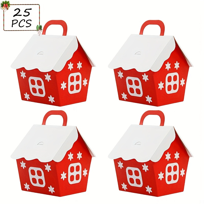 Image of Gift For Her/him 25pcs, Red House Paper Boxes For Christmas, Holiday Decorations, Affordable Items For, Supplies For Small Businesses, Packaging Boxes, Party Gifts, Birthday Decorations, Wedding Decor