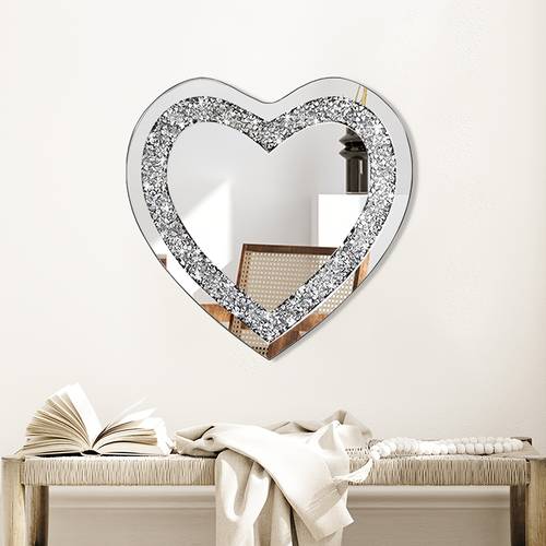 large heart shaped diamond wall sparkling decorative art glass for living room bedroom office and romantic occasions no power needed