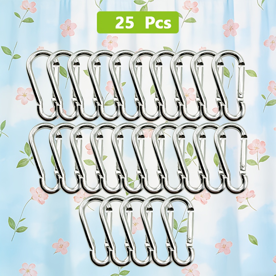TEMU 25 Heavy-duty Metal Quick-release Clips - Length: 48mm/1.89inch, Durable Metal Spring Clips, Outdoor Keychain, Horseshoe , Suitable For Camping,