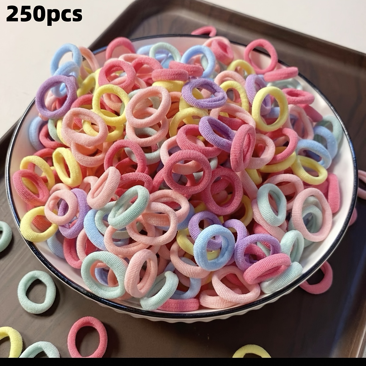 TEMU 120/250pcs Colored High-elastic Small Hair Ties - Mixed Solid Color Thumb Hair Ties, Durable Stretch Headbands, Hair Bands For Daily And Special