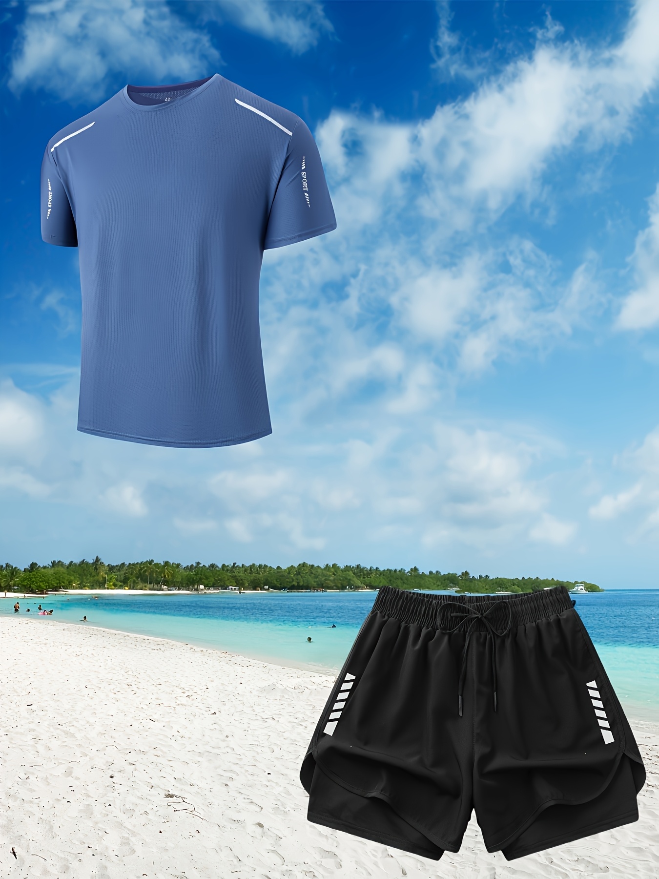 conjunto ropa playa deportiva hombre camisetas sin Temu El