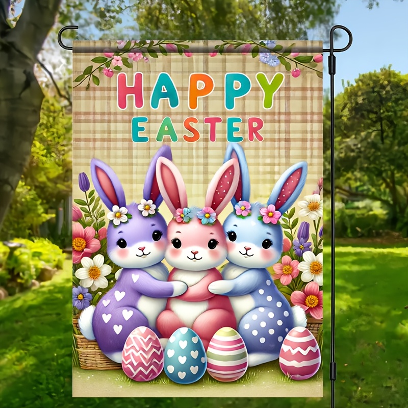 

1pc Easter Bunny Garden Flag - Double-sided Polyester, 17.72x11.8 Inches, Outdoor Decor For Yard, Lawn, Porch, Farmhouse, No Electricity Needed, Flagpole Not Included