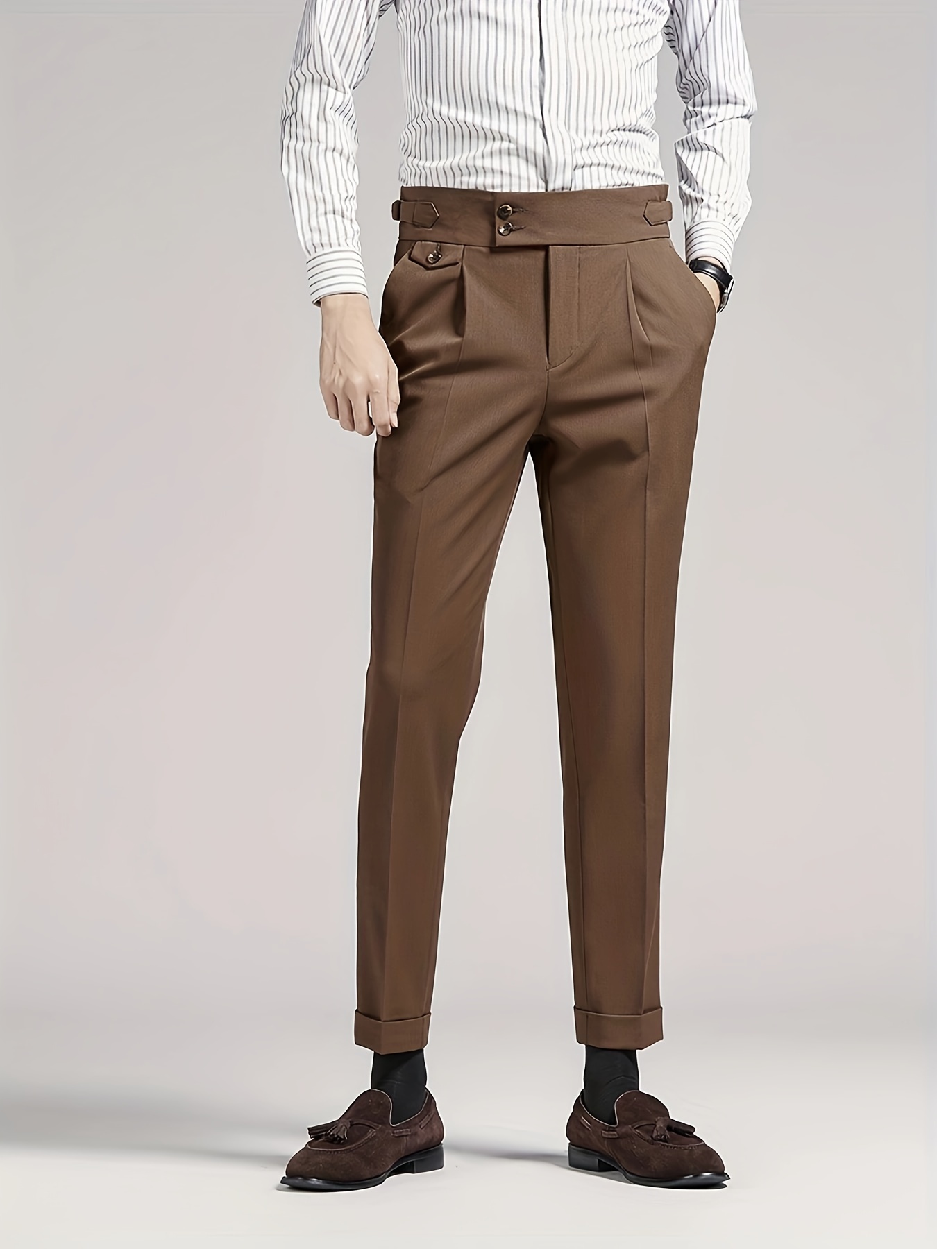 *'S Casual Cropped Suit Pants, Solid Color, Polyester 68%, Viscose 28%,  Spandex 4%, Regular Fit Waist, Woven Fabric with Stretch, Spring