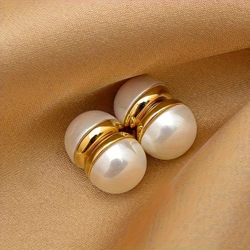 

Elegant Pearl Clip-on Earrings For Women, Uv Plated Alloy, Non-piercing Design, For & , Valentine's Day & Parties
