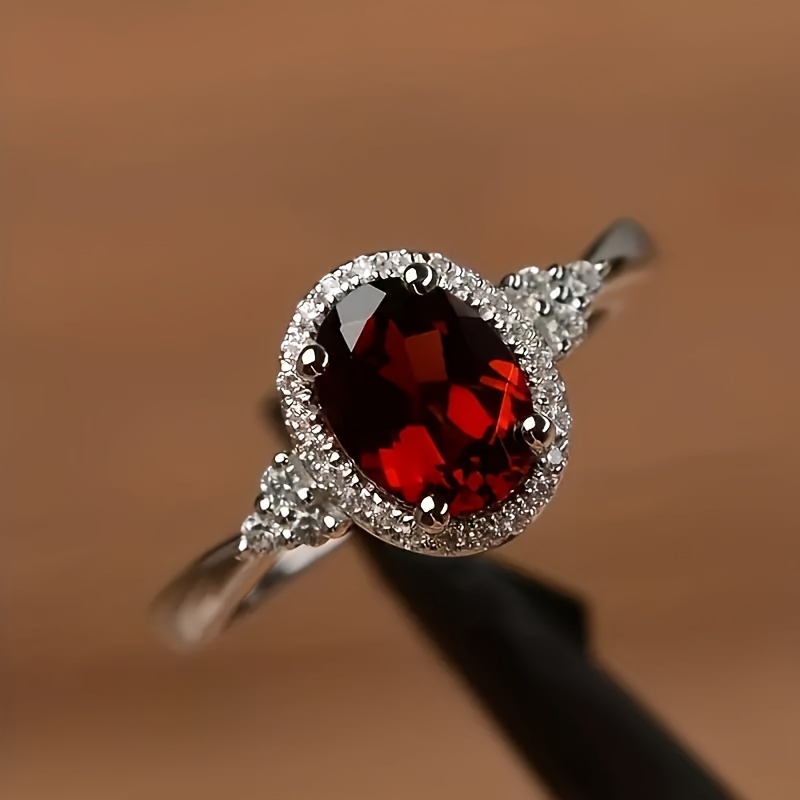 

1 Stunning Deep Red Zirconia Ring - Timeless Symbol Of Eternal Love, Dazzling Accessory For Girls, Perfect Valentines Day Jewelry, Wedding, Evening Party, And Anniversary Gift