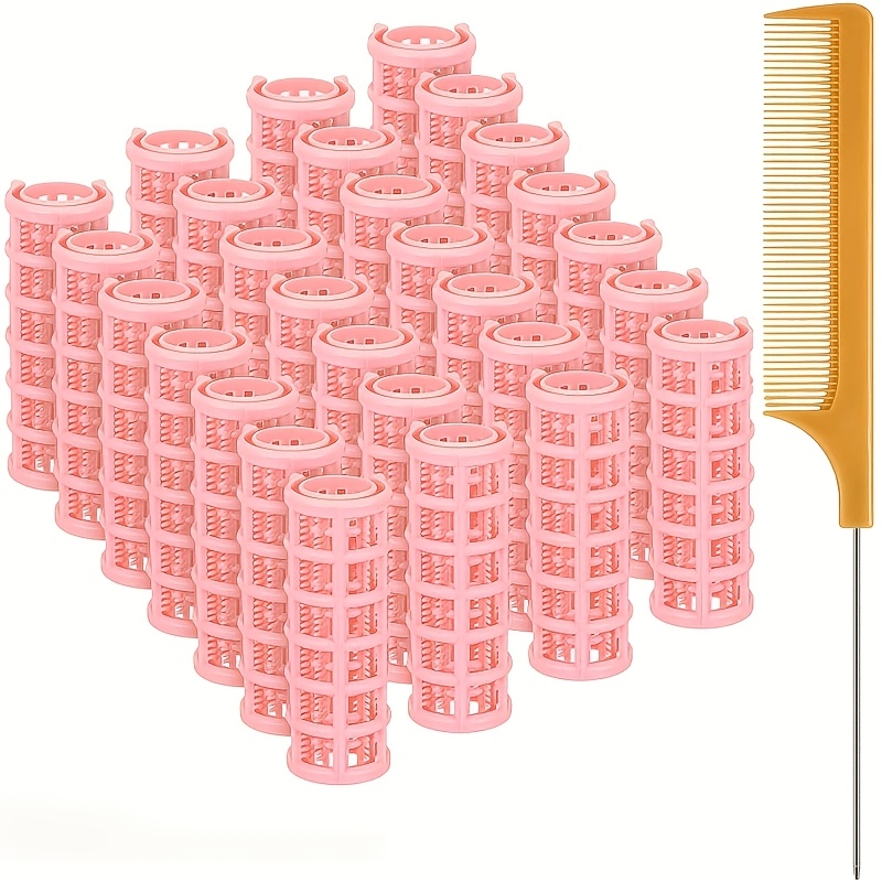 TEMU 29pcs Set, 28 Hair Rollers With 1 Pointed-tail Comb, Suitable For Hairstyling On Short And Long Hair