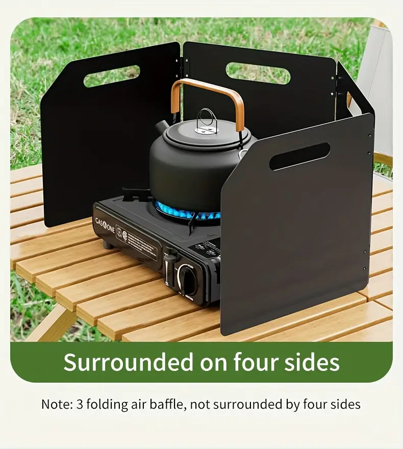 portable folding camping stove windshield 4 sided rectangle metal wind protection powder coated lightweight easy to carry with storage bag outdoor cookware Product details 7