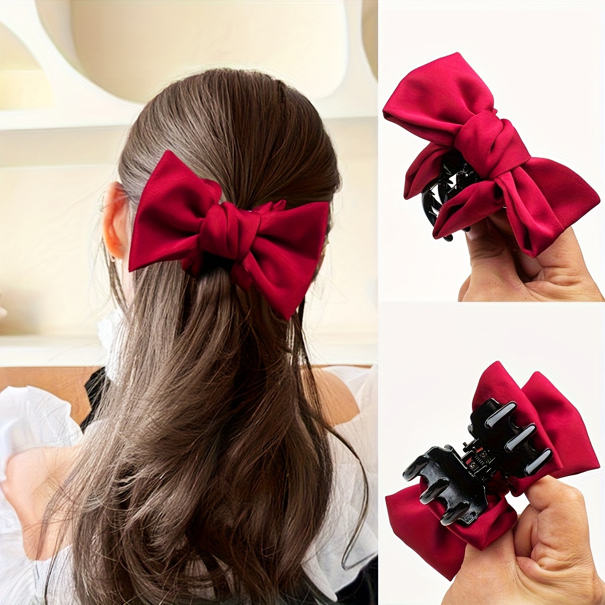 1 Women'S Fashion Elegant Bow Hairpin Grab Clip