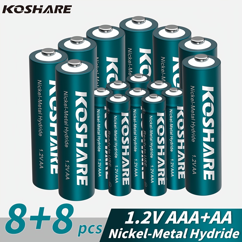 TEMU Piles KOSHARE AA et AAA Rechargeables Nimh pour Électronique Domestique, Idéales pour Télécommandes, Réveils, Manettes de Jeux, Lampes Solaires,