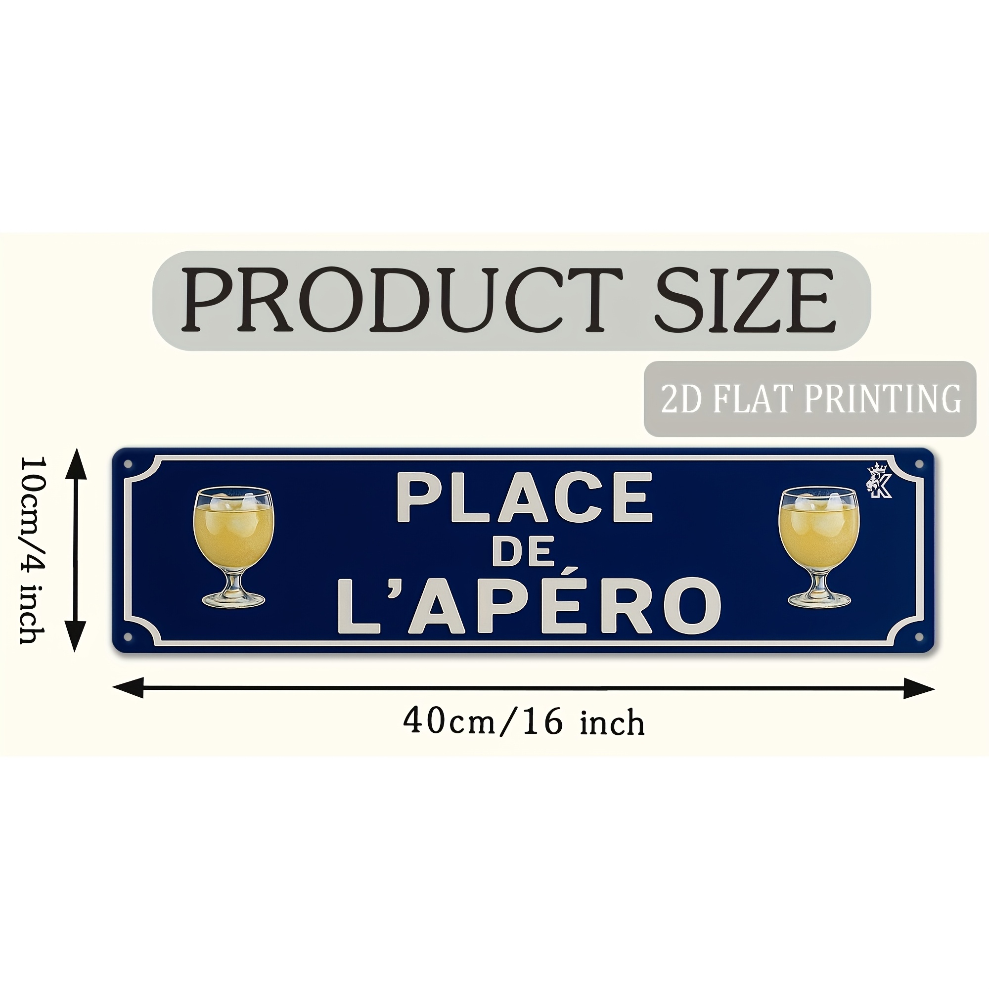 TEMU Décoration murale bistrot français 2D plat, 1 pièce, avec panneau "PLA de L'APÉRO" - Panneau en bois artificiel bleu marine vintage adapté aux