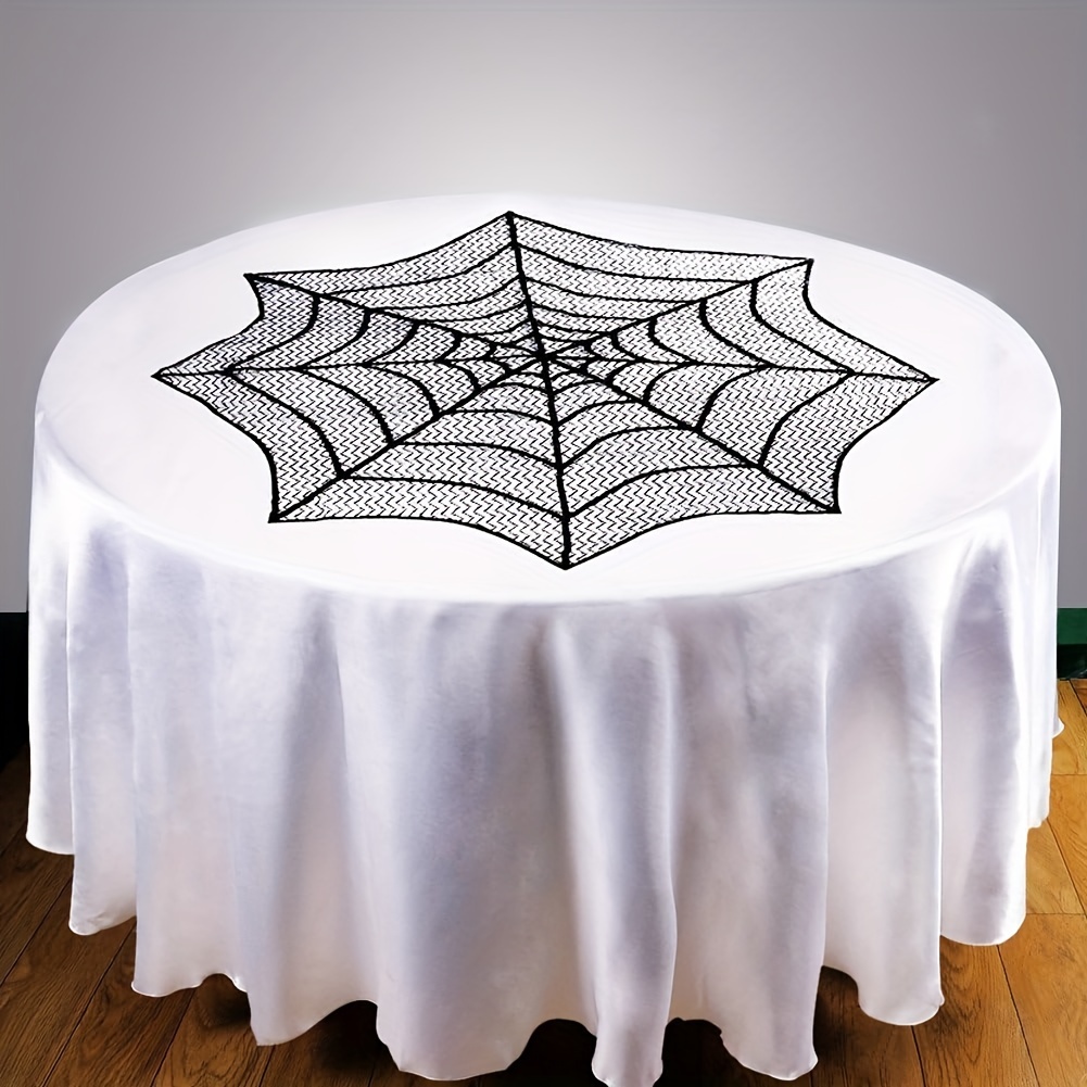 

Halloween : 1pc Spider Web Tablecloth & Placemats Set - Polyester, Haunted House & Dinner Parties, Adds A Spooky With Cobweb Design