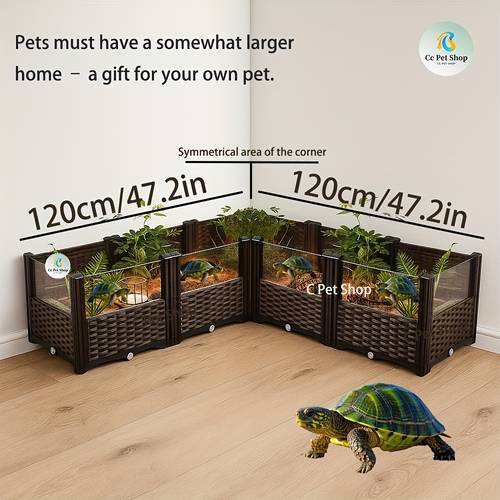1pc c type floor model new upgrade space reptile s breeding tank for turtle box for turtle tank for turtle tank with six transparent panels suitable for turtle living landscape box for turtle tank for turtle tank t