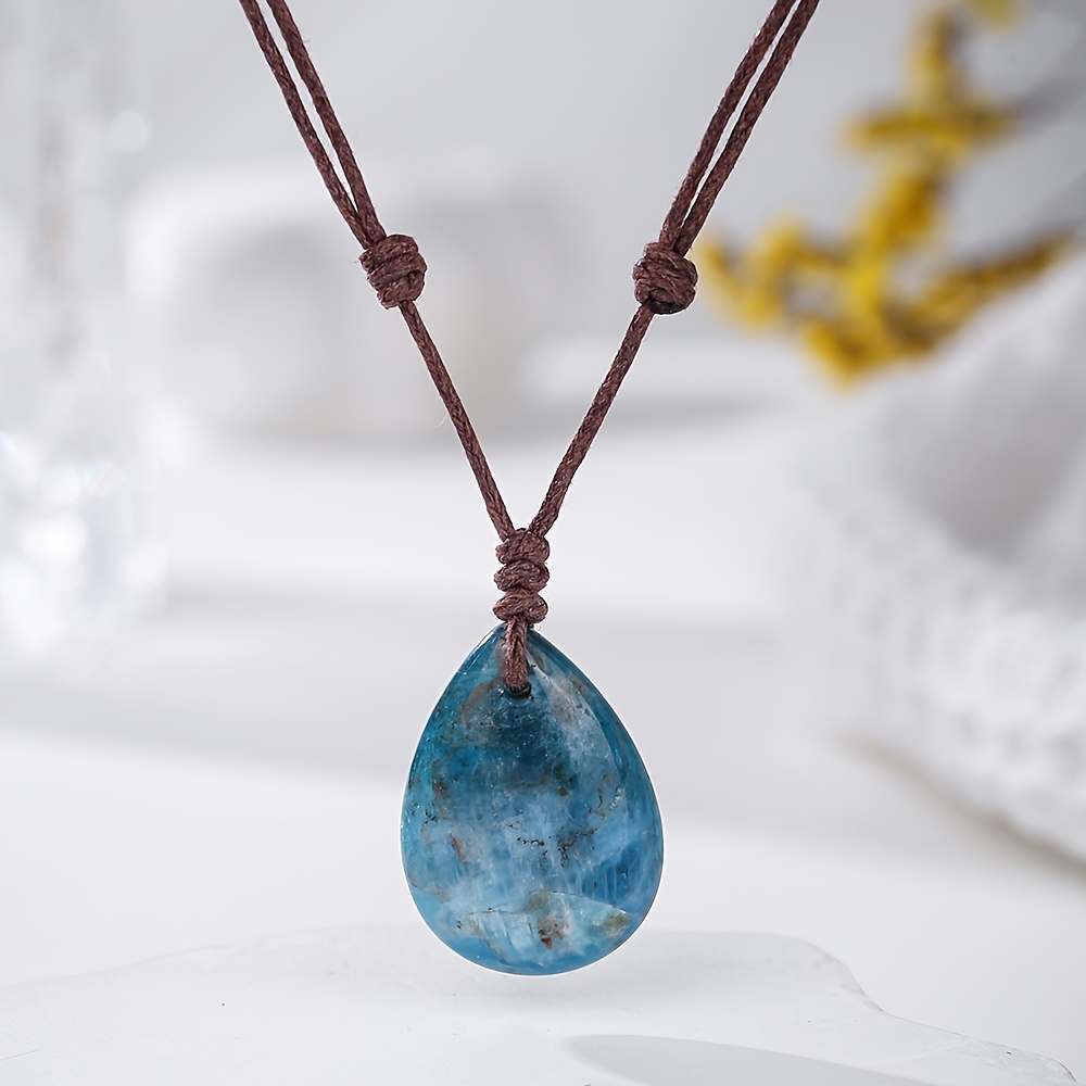 TEMU 1pc Natural Stone Amethyst Hand-woven Drop Pendant Necklace, Circle Is Adjustable, Jewelry For And Holiday Gifts