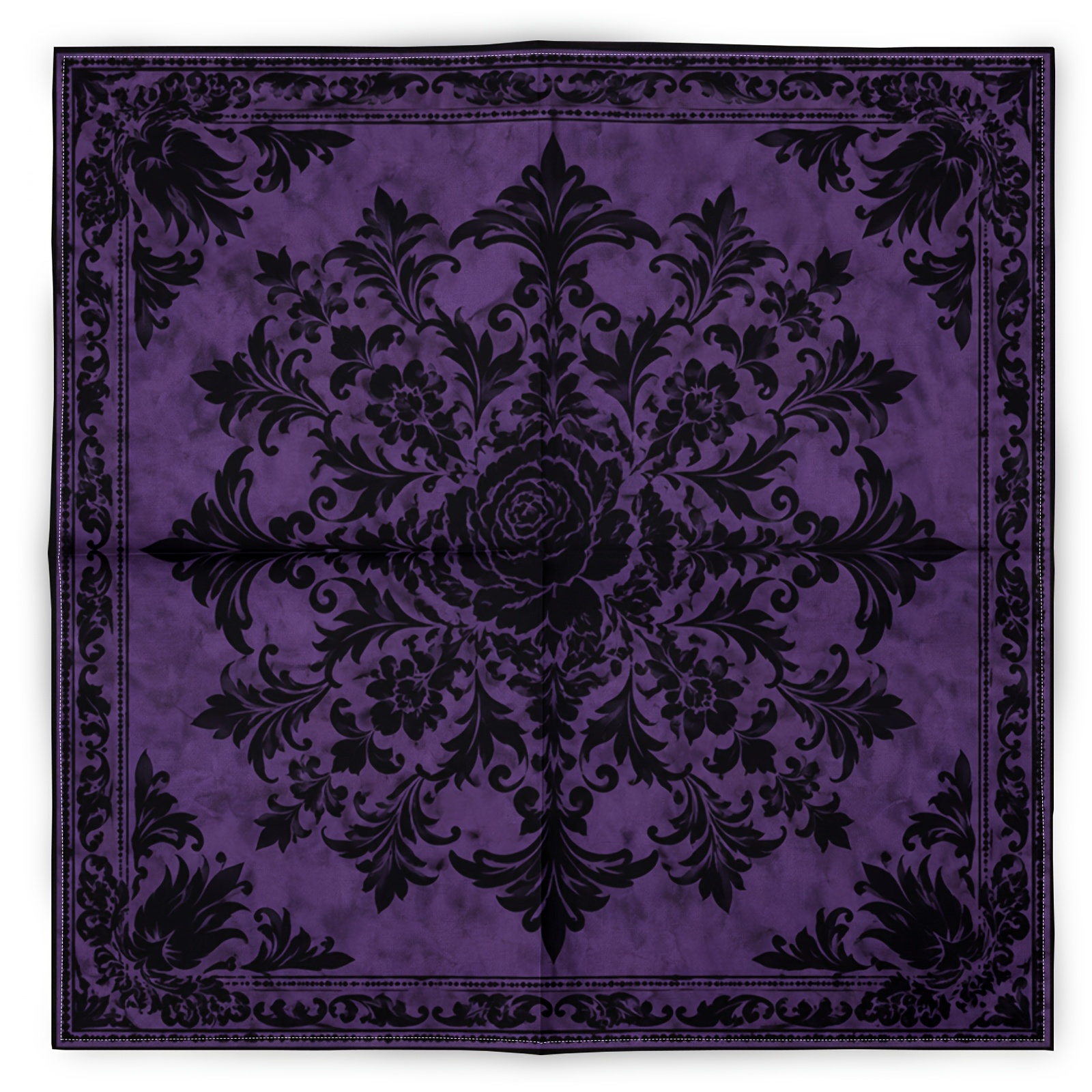 TEMU Dark Purple Black Vein Vintage Fashion Scarf Neck Gaiter, Baroque Pattern Hip-hop Trendy Head Wrap, Classic Pattern Sports Bandana Square Scarf,