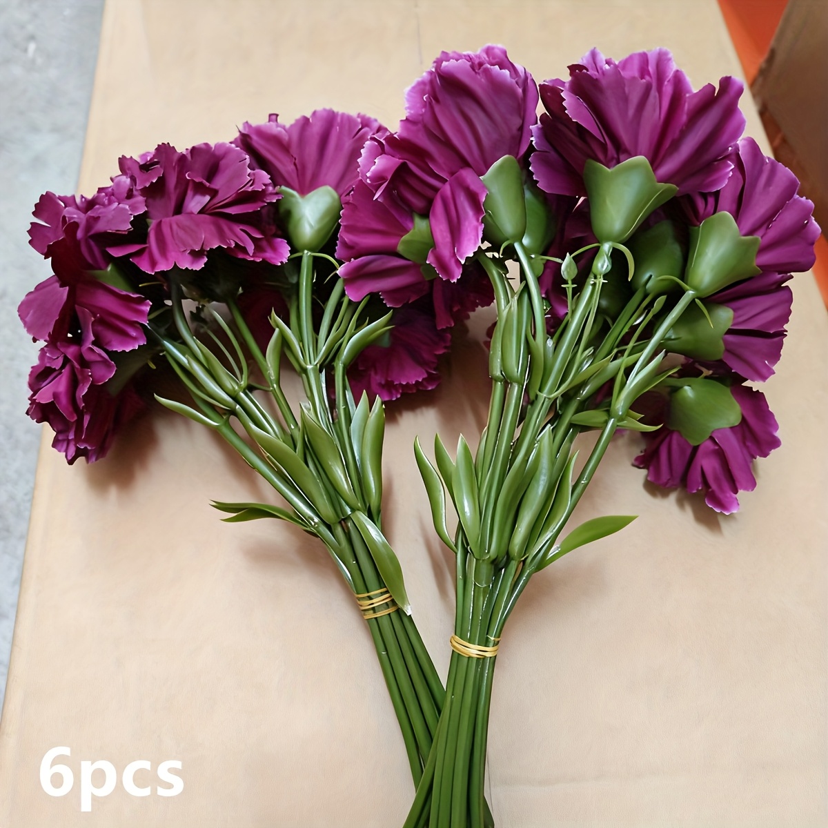Image of 6/10pcs Artificial Mini Single Branch Carnations, Real Touch Artificial Flowers, Office Decoration, Floral Arrangement Artificial Center, Outdoor Garden Patio Decoration, Wedding Birthday Bride Shower