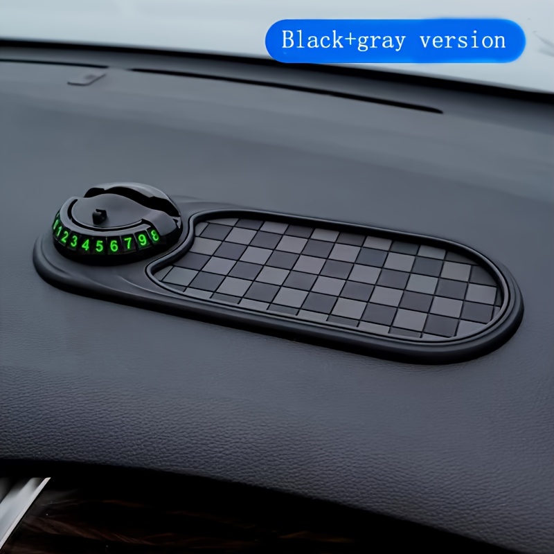 TEMU 360-degree Rotatable Anti-slip Car Mat With Phone Holder And Parking Number Holder - Anti-slip Dashboard Organizer For Storing Keys, Phone, And