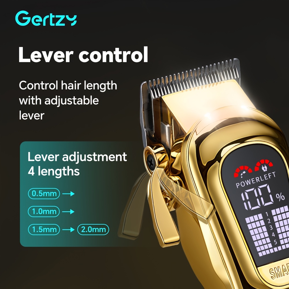 GERTZY 2-en-1 Ensemble de tondeuse à cheveux pour hommes - Tondeuse professionnelle réglable sans fil avec 15 peignes de limitation, batterie au lithium rechargeable, idéale pour une utilisation à domicile, salon ou cadeaux, équipement de salon | Tondeuse à cheveux moderne | Outils de coupe de cheveux durables, tondeuse à cheveux pour hommes