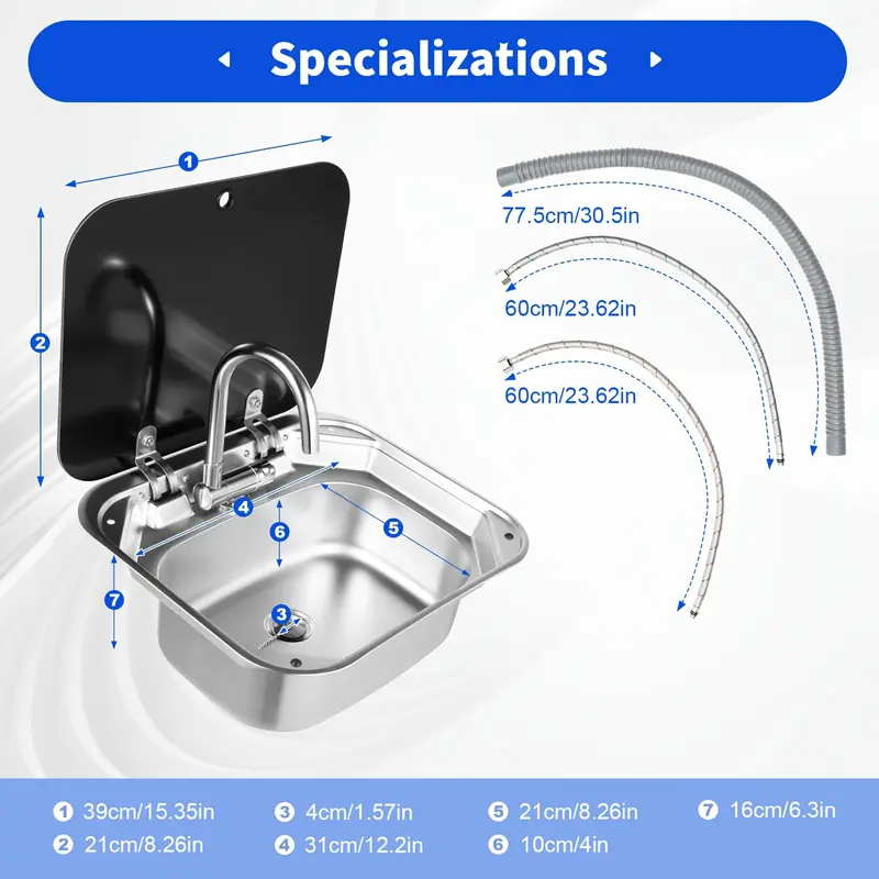 Round RV Kitchen Sink – 10" Diameter 304 Stainless Steel Drop-In Sink, Modern Design For RV, Boat & Yacht (Easy Install)